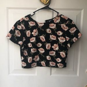 Pink floral crop top